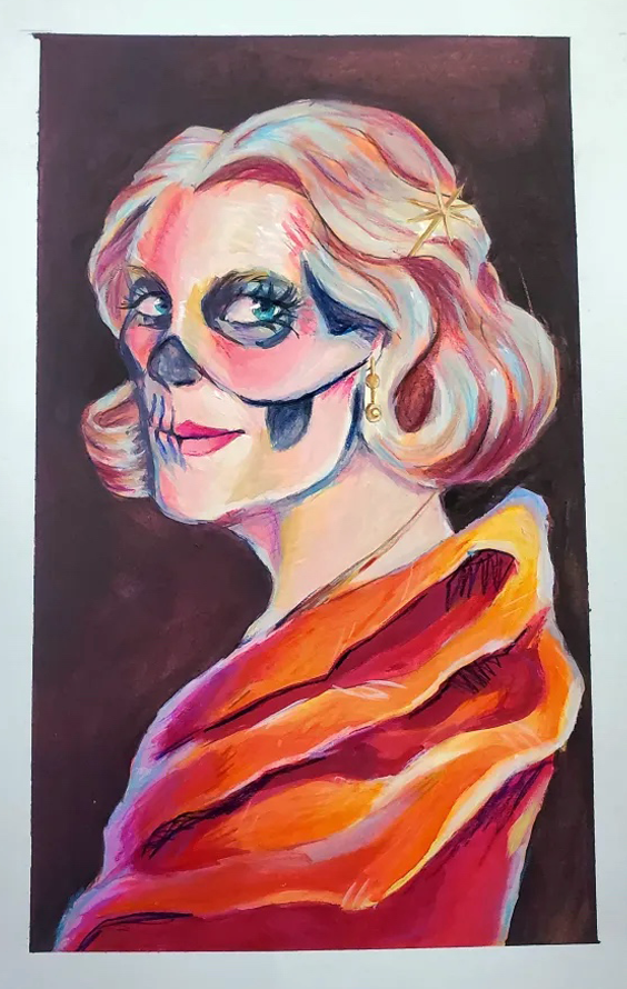 Eugenia Banks, in mostly flesh, gouache n prisma 2022